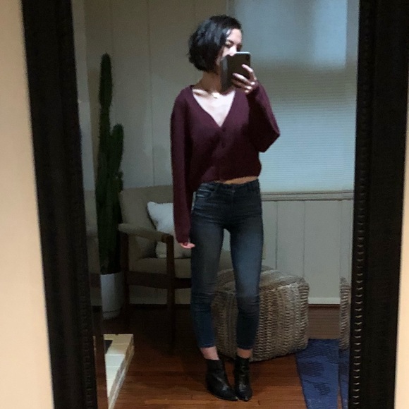 Vintage 90s cropped button up sweater - Picture 2 of 4